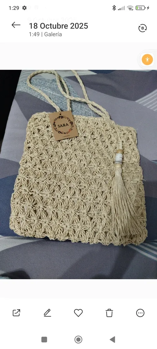 Bolso de rafia beige sin estrenar