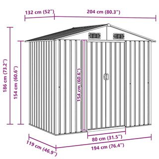 Caseta Metálica para Exterior 204x132x186 cm