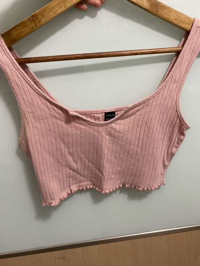 Top SHEIN rosa canalé crop top
