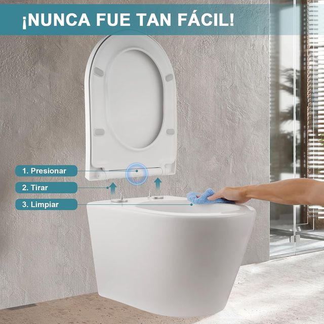 MEEJEE Tapa WC Universal Amortiguada Larga D-Forma
