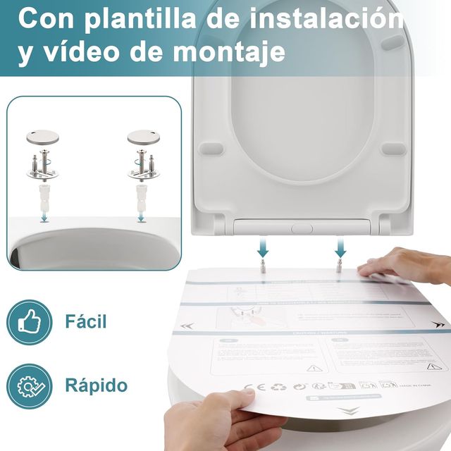 MEEJEE Tapa WC Universal Amortiguada Larga D-Forma