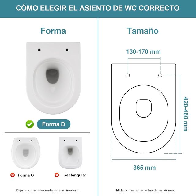 MEEJEE Tapa WC Universal Amortiguada Larga D-Forma