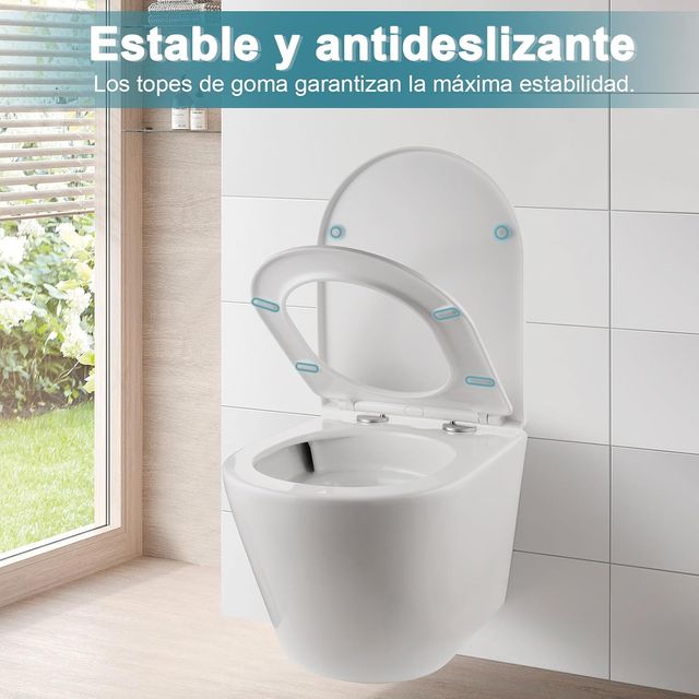MEEJEE Tapa WC Universal Amortiguada Larga D-Forma