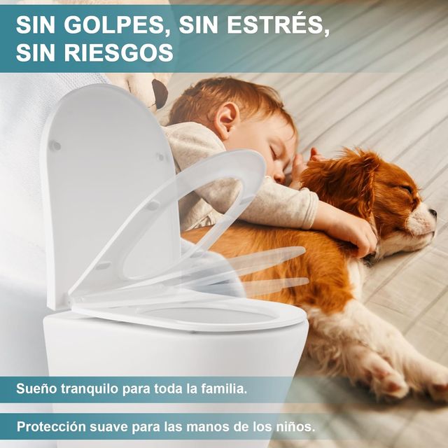 MEEJEE Tapa WC Universal Amortiguada Larga D-Forma