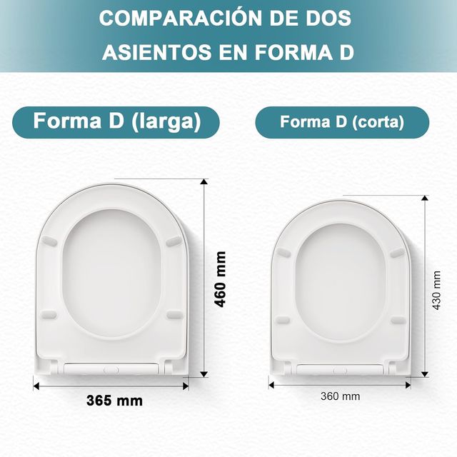 MEEJEE Tapa WC Universal Amortiguada Larga D-Forma