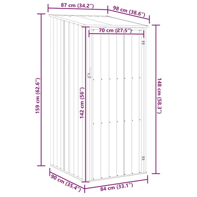 Caseta Metálica Exterior 87x98x159 cm