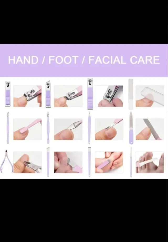 Kit de manicura completo verde y plateado