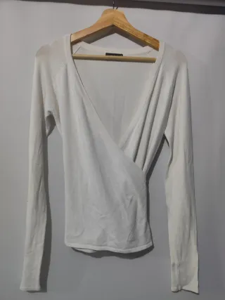 Chaqueta blanca cruzada manga larga