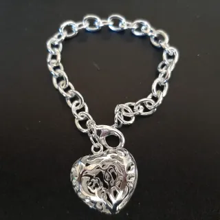 Bracciale donna argento con ciondolo a cuore