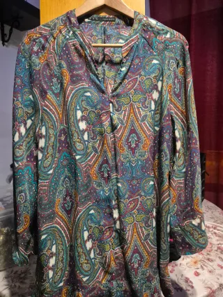 Camisa Zara Estampada Multicolor Talla M