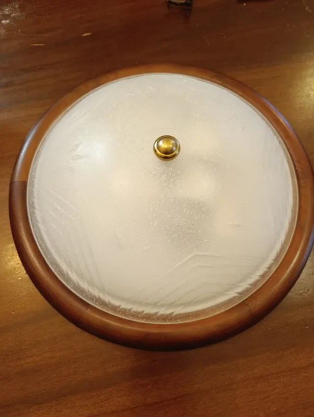 Plafoniera legno e vetro