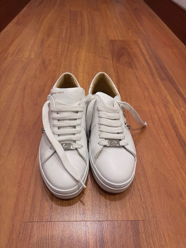 Zapatillas Philipp Plein Piel Mujer Blancas Dorada