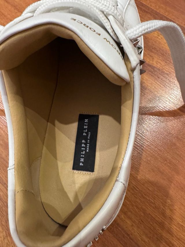 Zapatillas Philipp Plein Piel Mujer Blancas Dorada