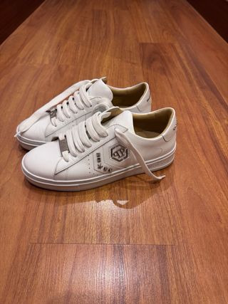 Zapatillas Philipp Plein Piel Mujer Blancas Dorada
