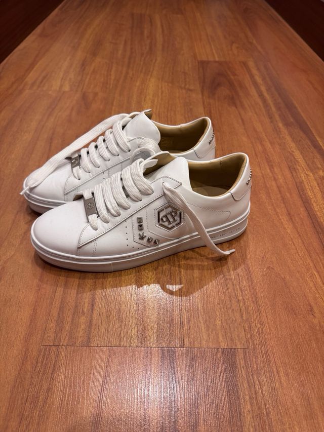 Zapatillas Philipp Plein Piel Mujer Blancas Dorada