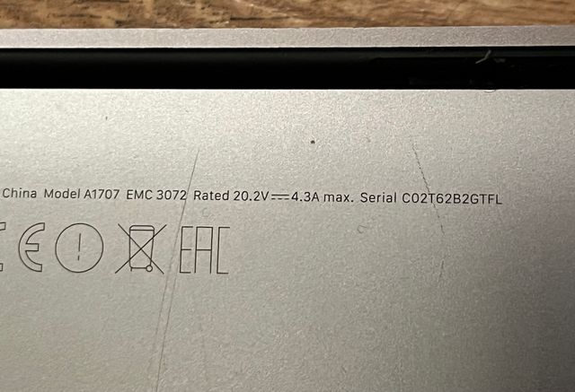 MacBook Pro 15"2016,i7,16gb.500gb.A1707para piezas