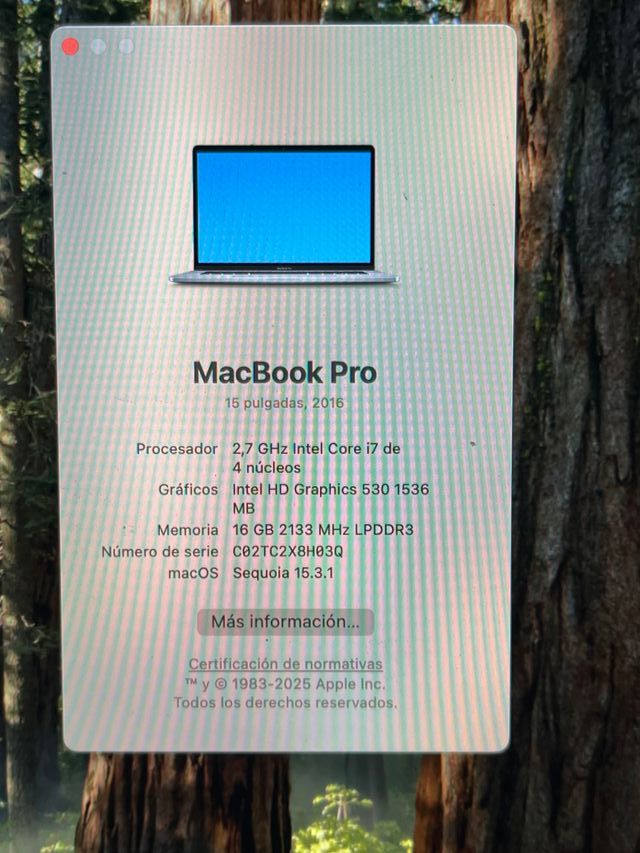 MacBook Pro 15"2016,i7,16gb.500gb.A1707para piezas