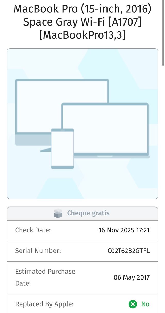 MacBook Pro 15"2016,i7,16gb.500gb.A1707para piezas