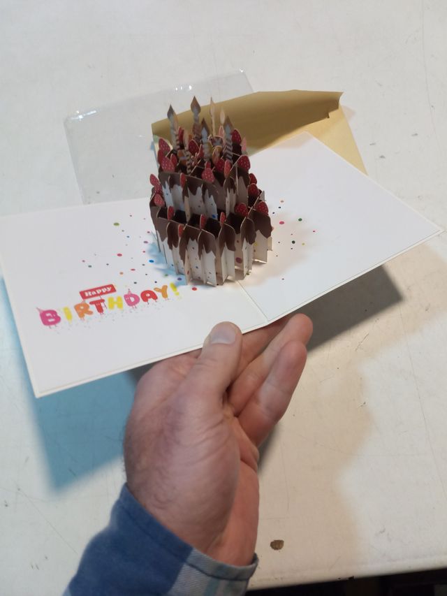 Biglietto Pop-Up 3D Torta Compleanno + Busta