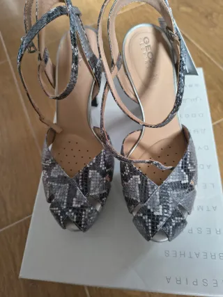 Sandalias Geox Plataforma Gris/Plata