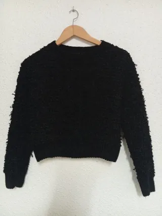 Jersey negro crop top