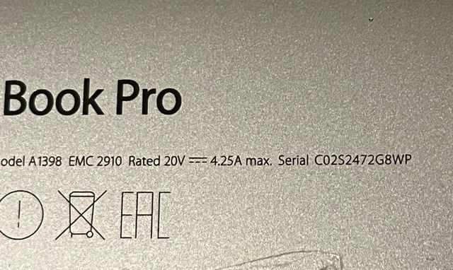 MacBook Pro Retina 15 2015 i7 16GB para piezas