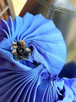 Vestido fiesta azul con plisados "Antea"Talla L/40