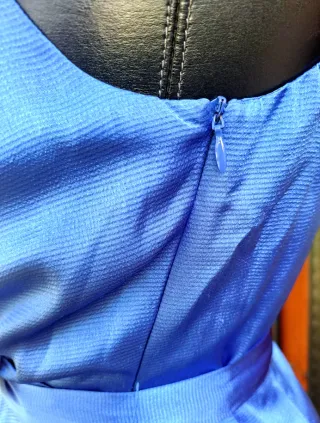 Vestido fiesta azul con plisados "Antea"Talla L/40