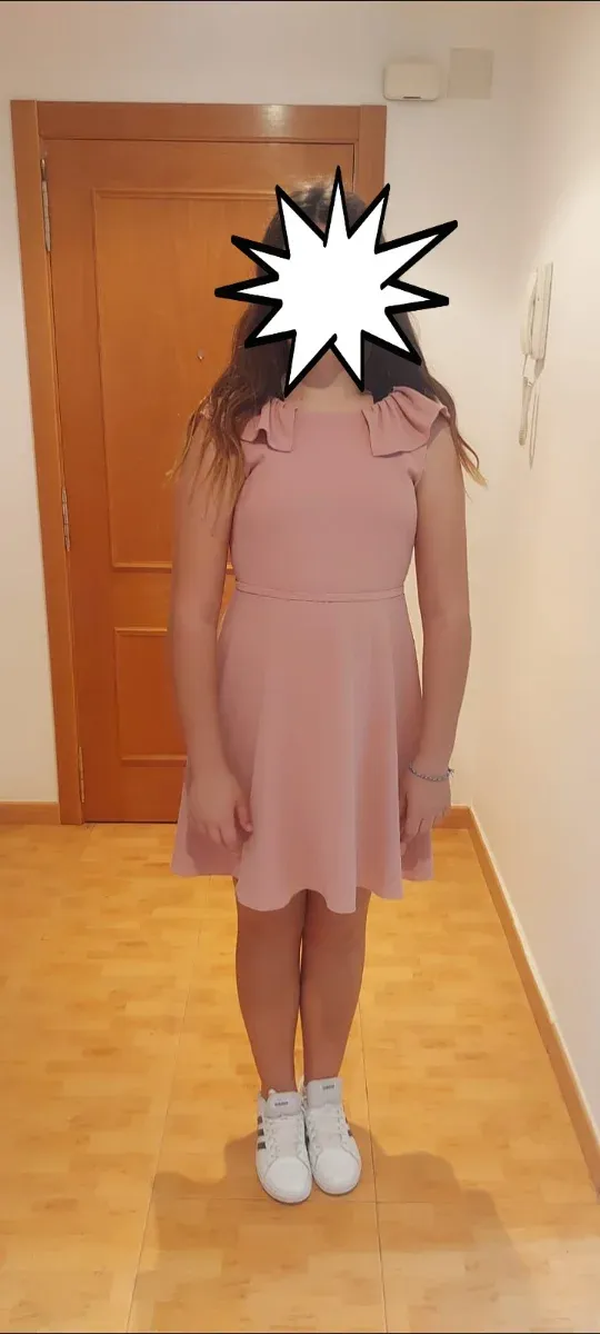 Vestido rosa palo. Usado una vez. Talla 14+