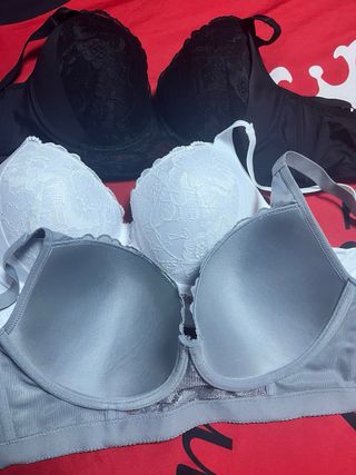 Lote 3 Sujetadores Negro, Gris y Blanco
