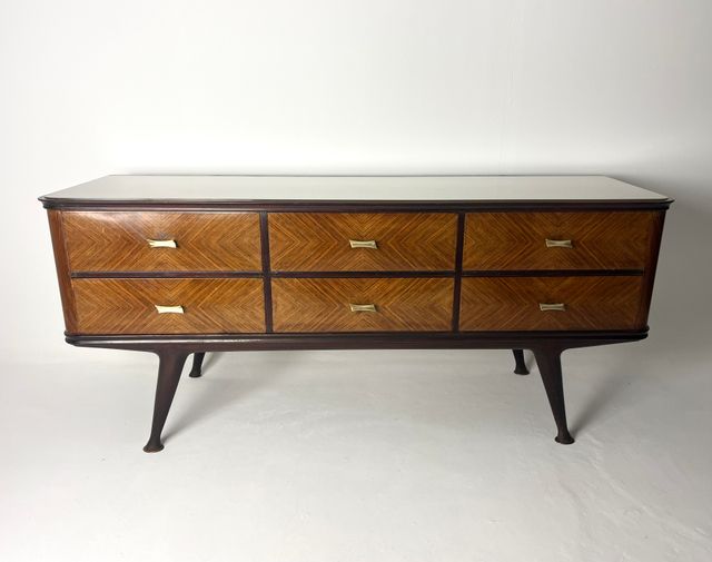Credenza Anni '50 Italiana Legno e Vetro