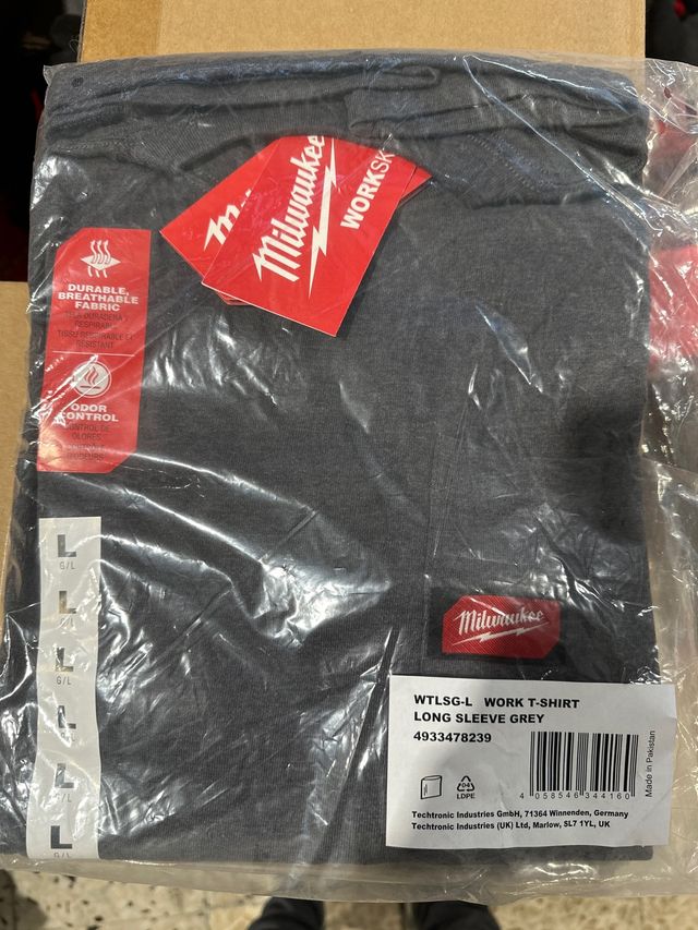 Camiseta Milwaukee Work T-Shirt L Gris Manga Larga