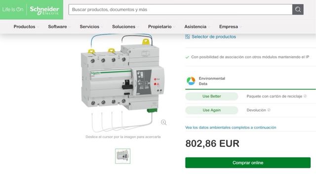 Interruptor Diferencial Schneider 40A Clase A