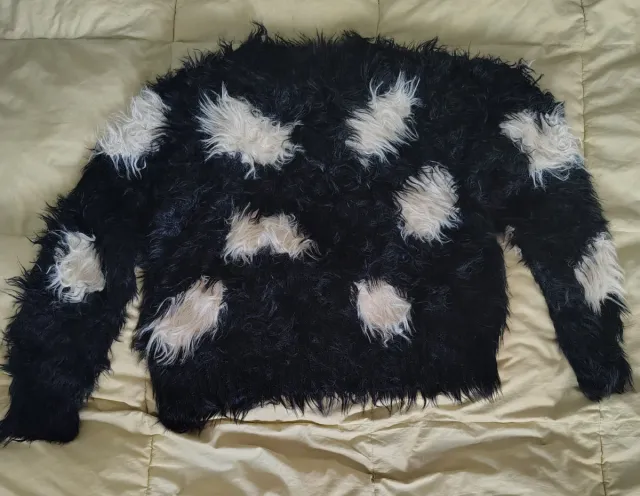 Maglia donna pelo nero e bianco taglia unica