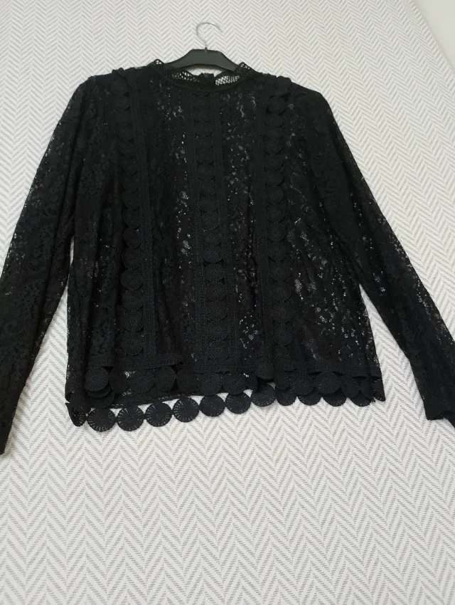 Camisa encaje negra talla L