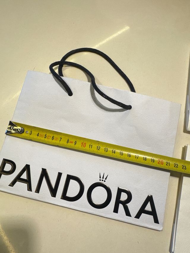 5 Bolsas Pandora Blancas con Asa y Lazo Rosa