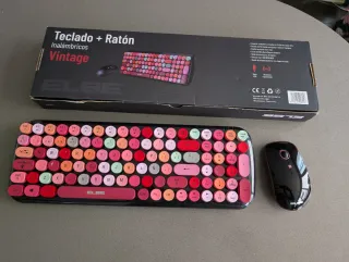 Teclado y Ratón Inalámbricos Vintage retro