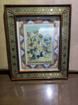 Marco persa vintage Khatam Kari marquetería