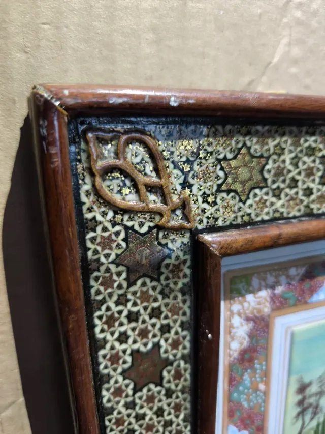 Marco persa vintage Khatam Kari marquetaria