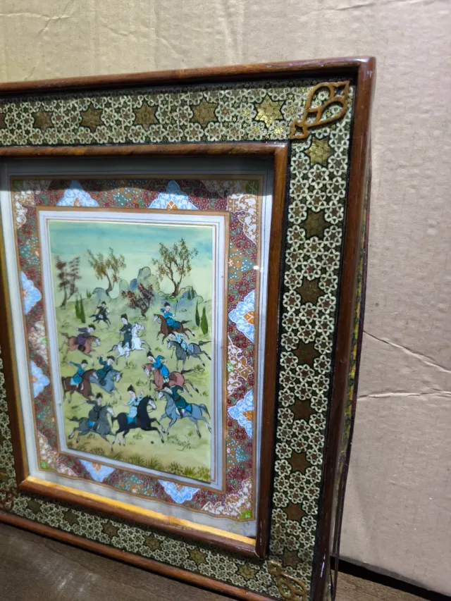 Marco persa vintage Khatam Kari marquetaria