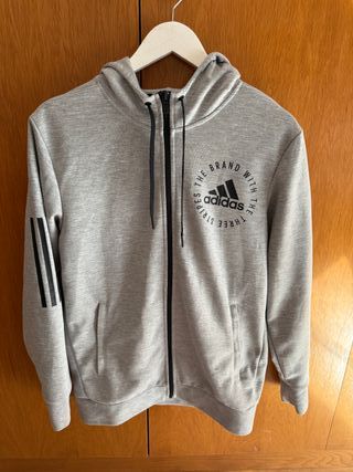 Sudadera Adidas Gris Con Cremallera