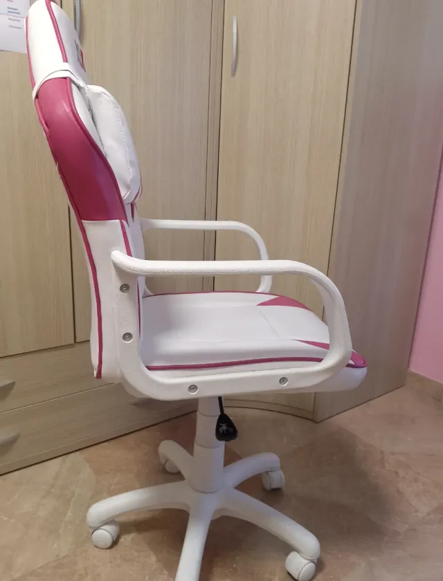 Silla Gamer Escritorio Blanca y Rosa