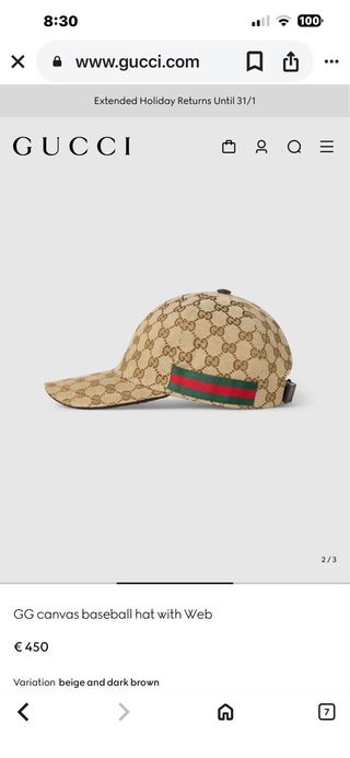 Gorra Gucci Beige/Marrón GG original