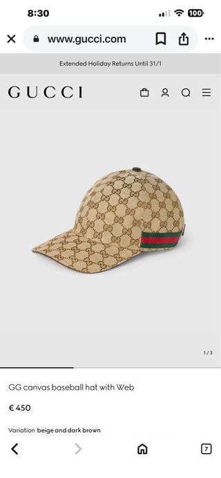 Gorra Gucci Beige/Marrón GG original