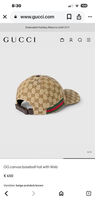 Gorra Gucci Beige/Marrón GG original