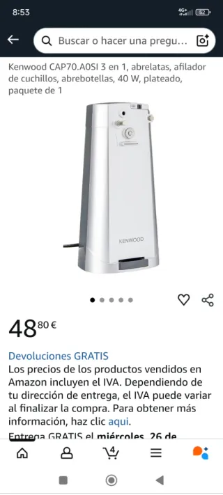 Abrelatas Eléctrico Kenwood CAP70