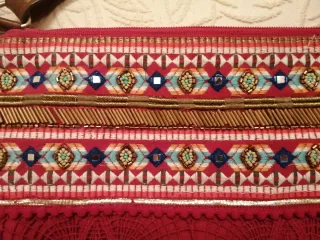 Bolso Algodón Encaje Bordado 3 Borlas