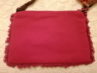 Bolso Algodón Encaje Bordado 3 Borlas