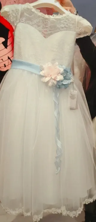 Abito prima comunione bianco con fiori