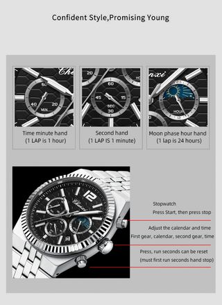 Reloj Chenxi Hombre Negro/Plata